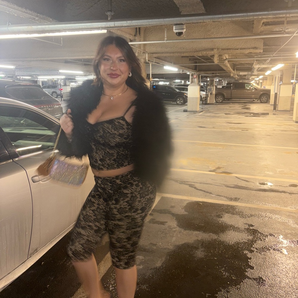 Fashion Nova Black Lace Two-Piece Jumpsuit Romper Set